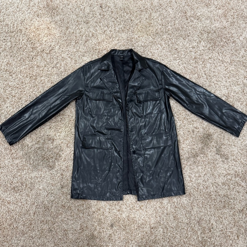 SHEIN Black Faux Leather Jacket